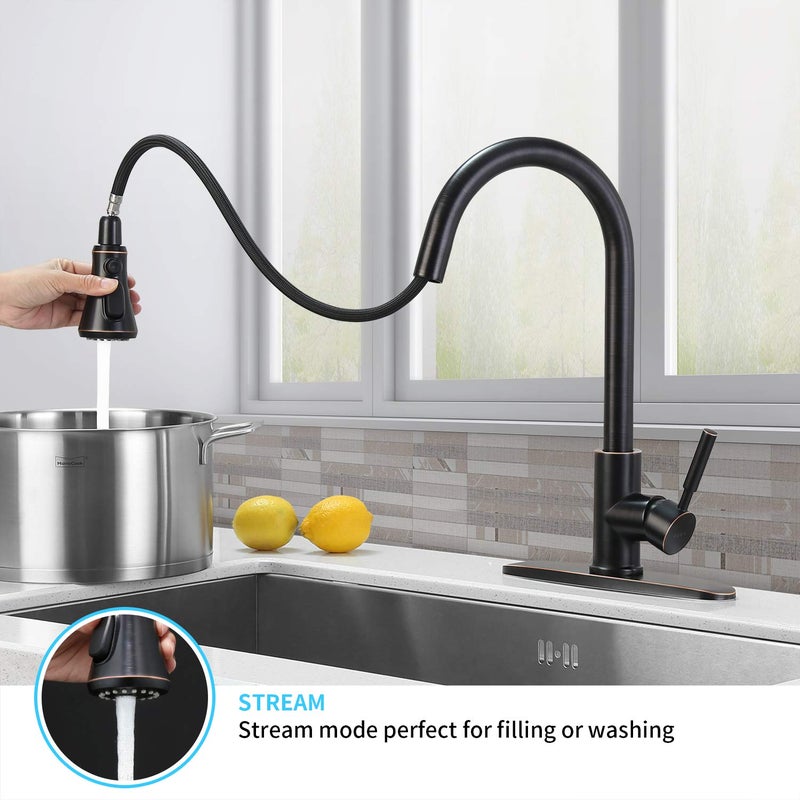 SOKA Pull Down Kitchen Faucet with Sprayer High Arc Aquablade Sweep, Stream & Spray Three Working Modes Fit for 1 & 3 Hole - Image 3